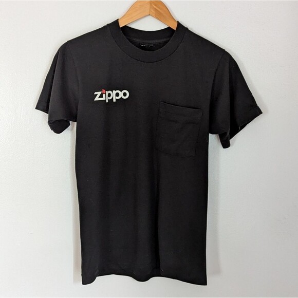 Vintage 80s Zippo Lighter Single-stitch Screen Stars T-shirt Size S - Picture 1 of 6